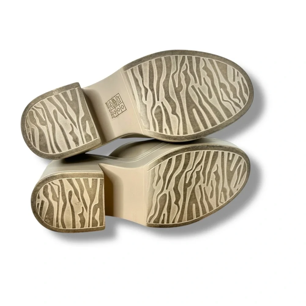 EXE TM 403 Wedge‎ Heel Platform Sandals Beige Size 38 Slip On Open Toe Chunky